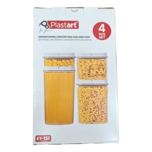 Set 4 Contenedores Herméticos De Almacenamiento Plástico