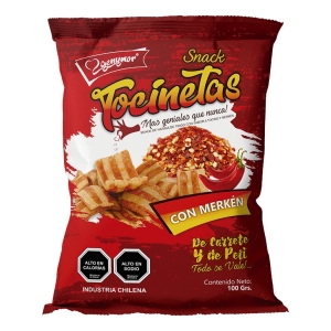 Tocinetas Con Merkén Rico Snack Salado 100g Pack X2 Genymor