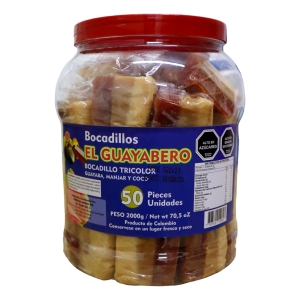 Bocadillos Tricolor De Guayaba Manjar Y Coco 50uni 2000g