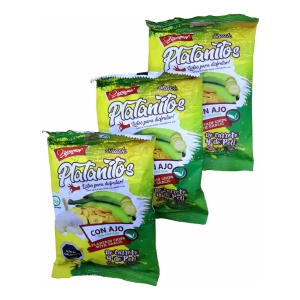 Plátano Frito Sabor Ajo Sin Gluten 65g Rico Pack X3 Genymor
